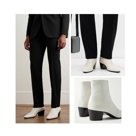 NIB Saint Laurent Vassili Boots EU 43.5 US 10.5 Smooth Leather Ivory White $1250 main image 12